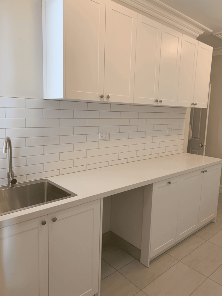 laundry renovation wall with sink